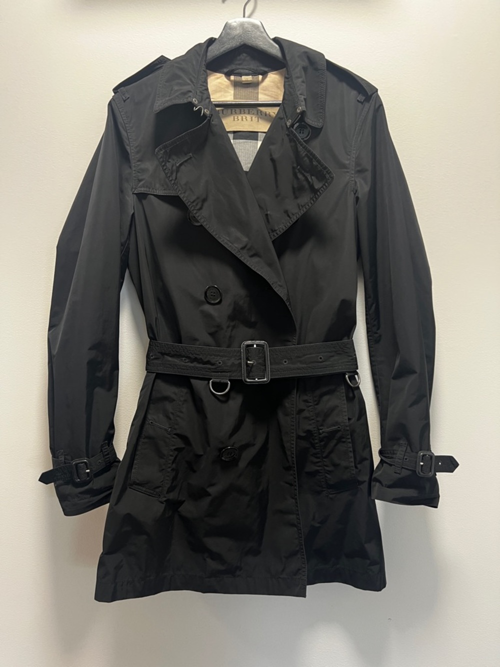 Burberry Black Double-Breasted Trench Coat with Belt